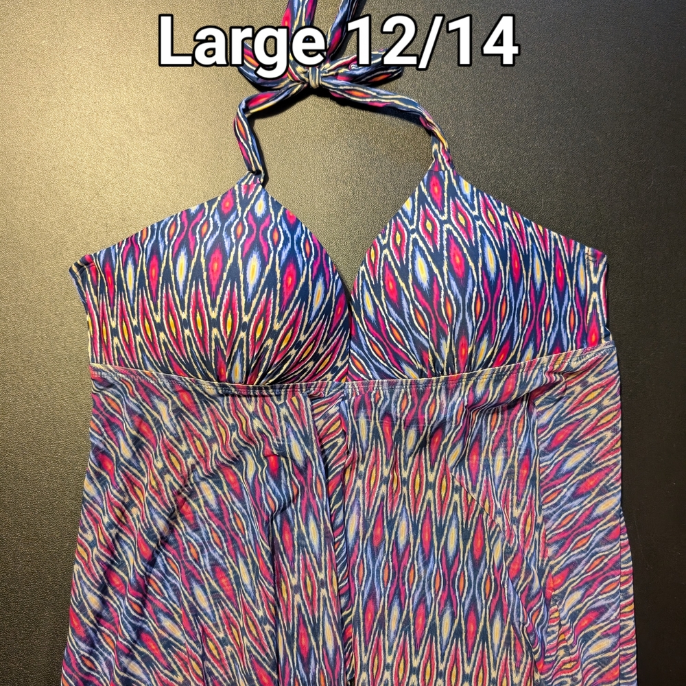 Colorful Halter Dress - Size Large 12/14